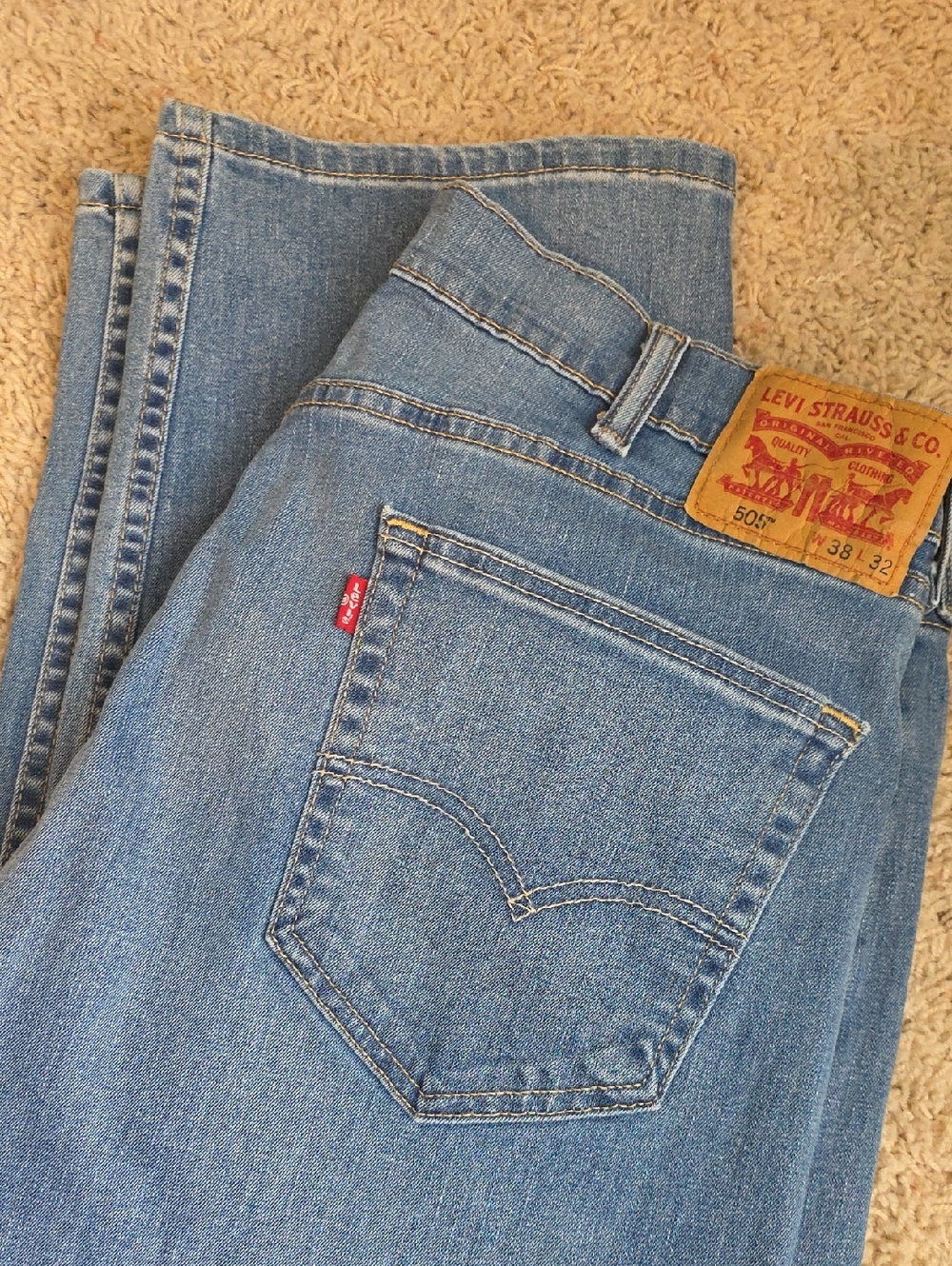 Levi's 505 38x32 Light Blue Denim Jeans